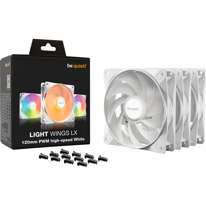 be quiet! Light Wings LX PWM high-speed 120 mm White Triple Pack, case fan (white, pack of 3)