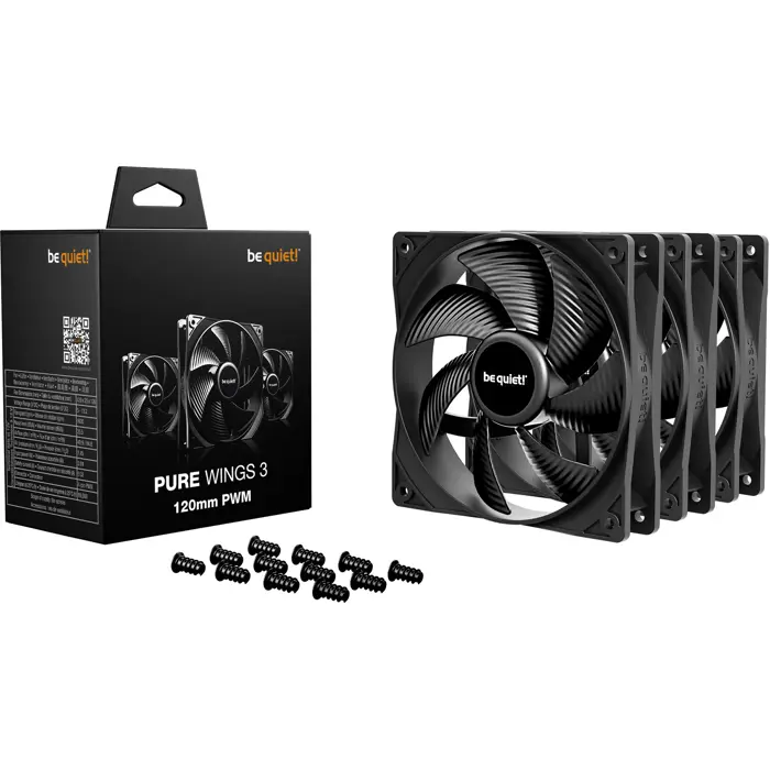 be quiet! Pure Wings 3 120mm PWM 3-Pack, case fan black, 3-pack, 120 mm