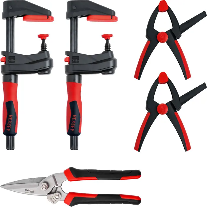 BESSEY clamp set DIY-SET1-A (5-piece, 4 clamps + tin snips)