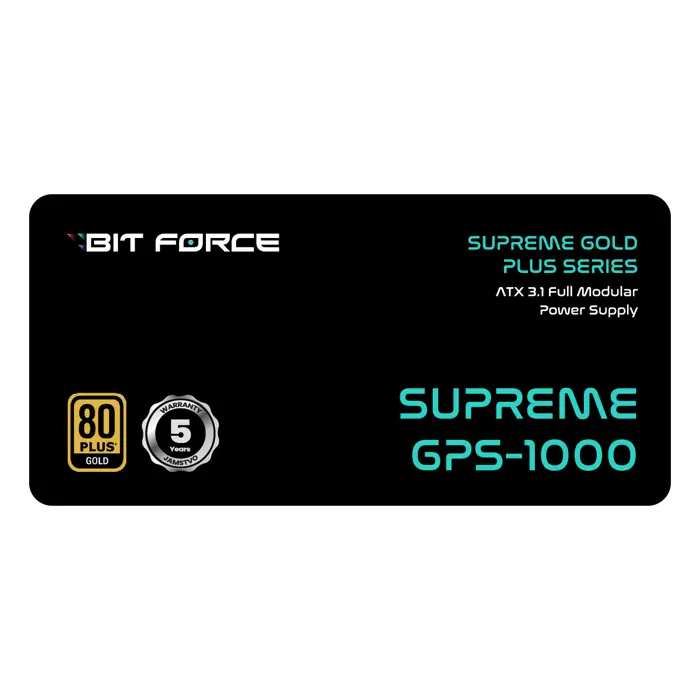 BIT FORCE napajanje 1000W 80PLUS GOLD SUPREME GPS-1000 modularno ATX 3.1 PCI-E 5.1 FDB