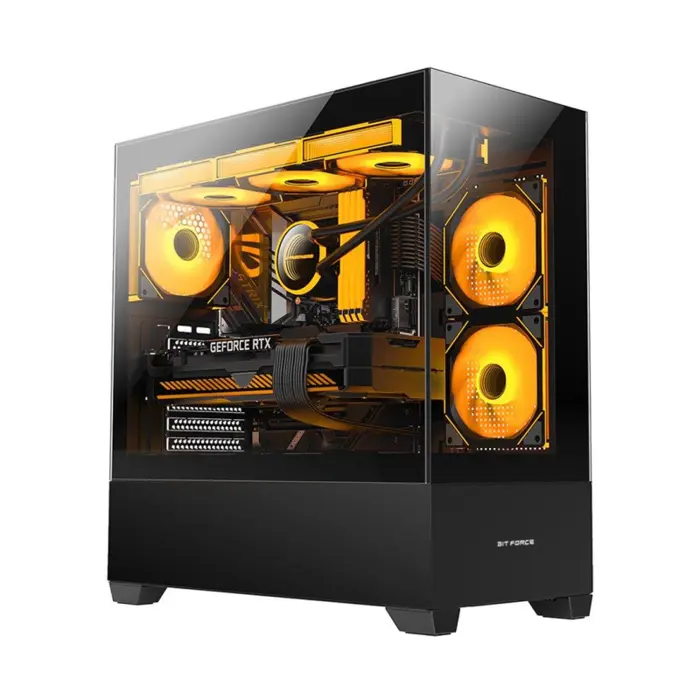 Bit Force SPARK ARGB-TG3 Midi Tower ARGB Gaming PC ATX kućište bez napajanja, crno