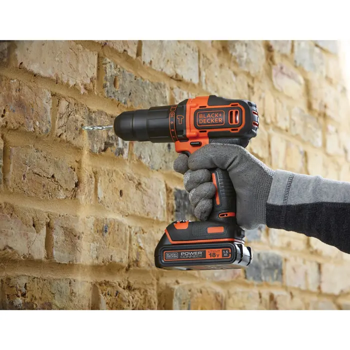BLACK+DECKER cordless impact drill BCKSB04, 18Volt (orange/black, 2x Li-ion battery 1.5Ah, storage box, 78-piece accessory set)