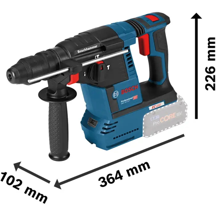 Bosch cordless hammer drill GBH 18V-26 F Professional (blue/black, 2x battery ProCORE18V 8.0Ah, L-BOXX)