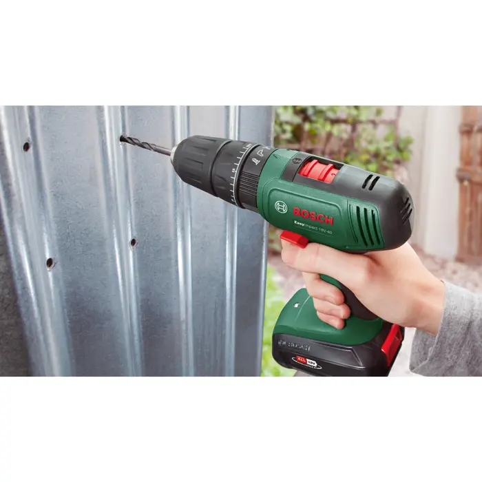 Bosch cordless impact drill EasyImpact 18V-40 (green/black, Li-ion battery 2.0Ah, case, POWER FOR ALL ALLIANCE)