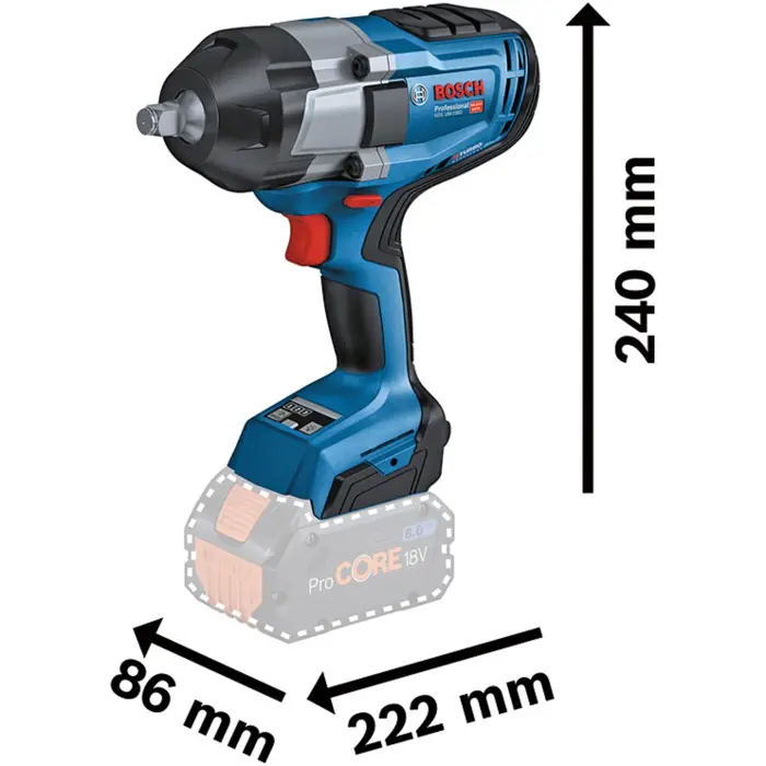 Bosch cordless impact wrench BITURBO GDS 18V-1000 Professional, 18V (blue/black, 2x battery ProCORE18V 8.0Ah, 1/2, in L-BOXX)