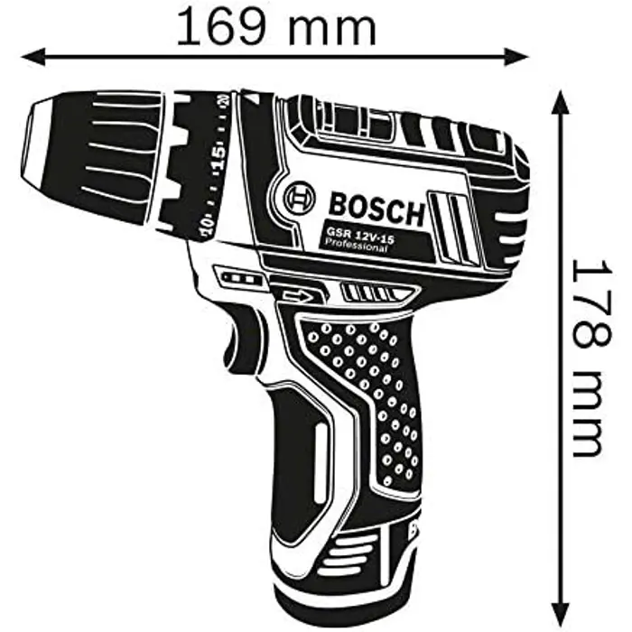 Bosch cordless screwdriver GSR 12V-15 Professional Set, drill (blue/black, 2x Li-ion battery 2.0Ah, 25 bits)