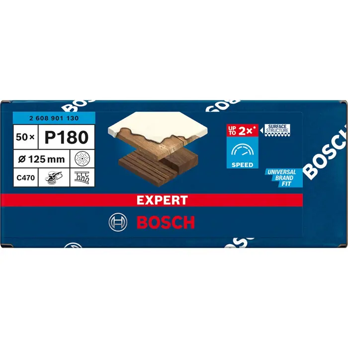 Bosch Expert C470 sanding sheet, 125mm, K180 multi-hole (50 pieces, for eccentric sander)