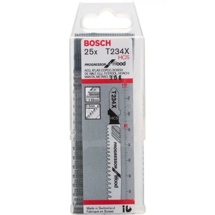 Bosch jigsaw blade T 234 X Progressor for Wood, 117mm (25 pieces)
