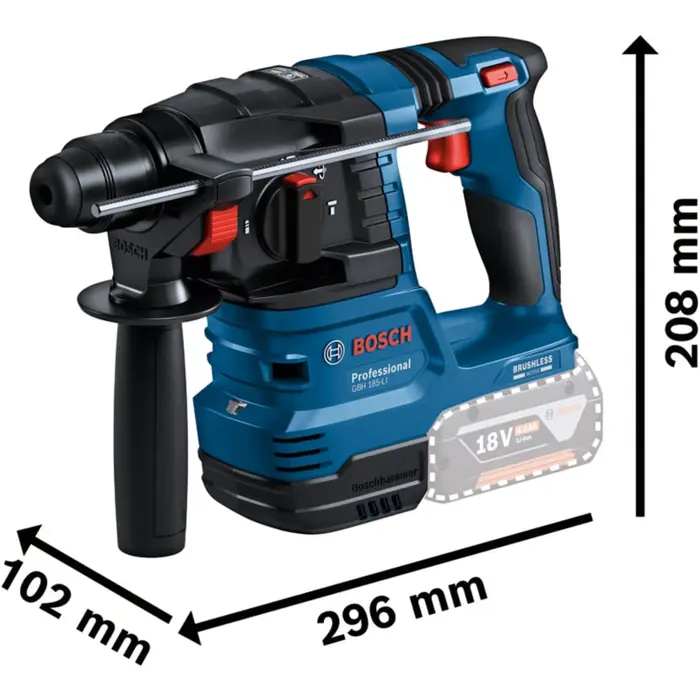 Bosch Powertools 18V professional set hammer drill GBH 18V-22 + drill driver GSR 18V-65 + impact wrench GDX 18V-285 (blue/black, 3x Li-ion battery 5.0 Ah, tool bag)