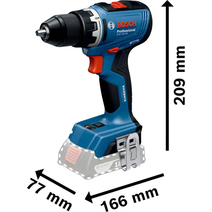 Bosch Powertools 18V professional set hammer drill GBH 18V-22 + drill driver GSR 18V-65 + impact wrench GDX 18V-285 (blue/black, 3x Li-ion battery 5.0 Ah, tool bag)