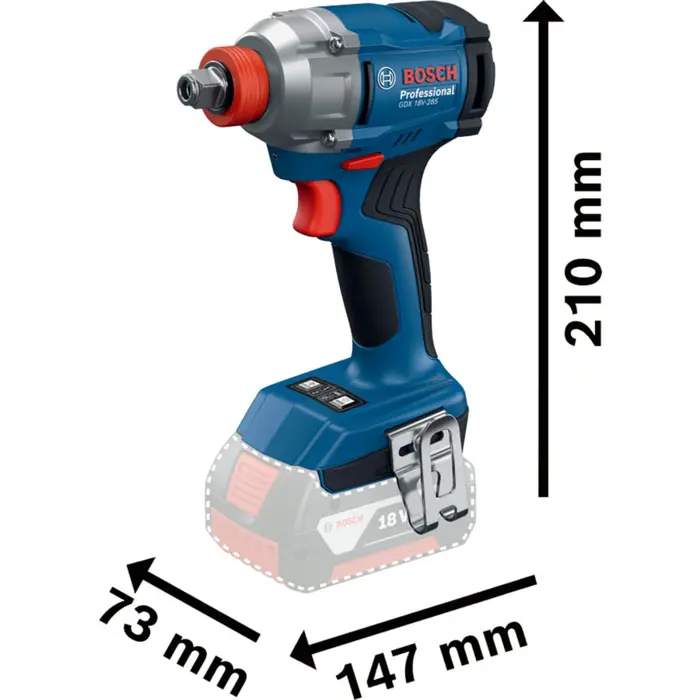 Bosch Powertools 18V professional set hammer drill GBH 18V-22 + drill driver GSR 18V-65 + impact wrench GDX 18V-285 (blue/black, 3x Li-ion battery 5.0 Ah, tool bag)