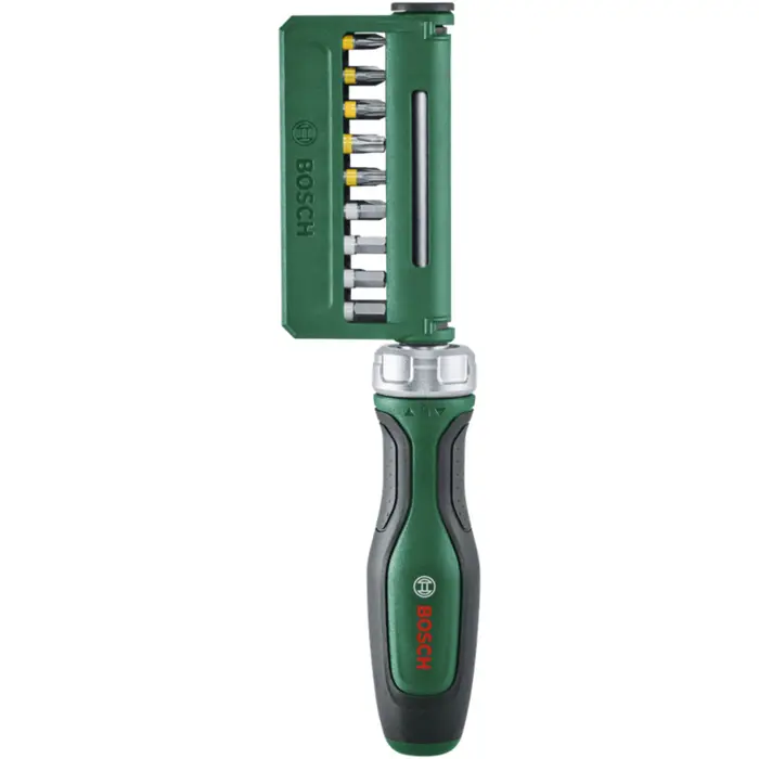 Bosch Powertools bit ratchet screwdriver with bit set, 19 pieces (green/black, torque up to 36 Nm)