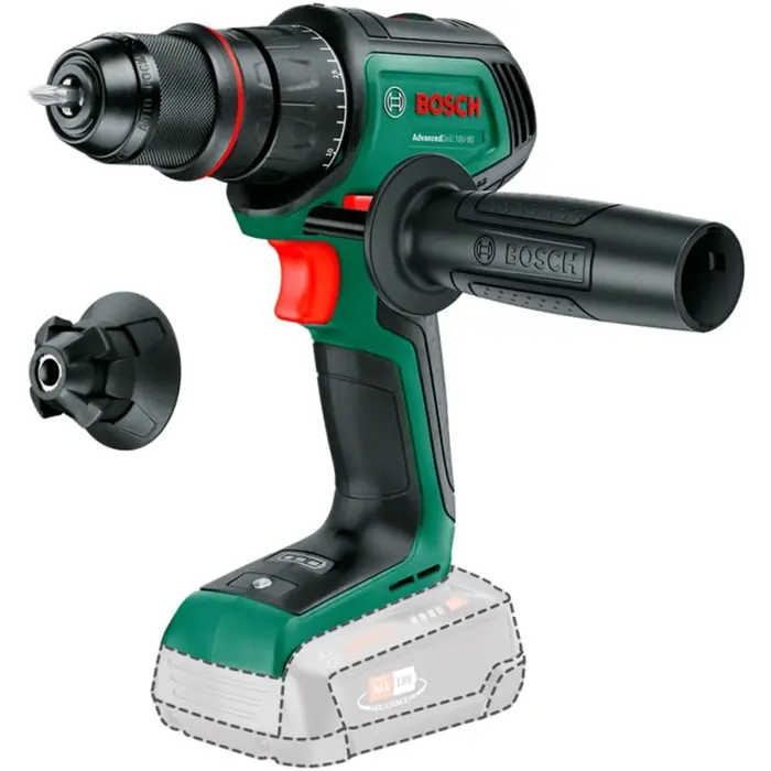 Bosch Powertools cordless drill driver AdvancedDrill 18V-80 QuickSnap Solo (green/black, without battery and charger, POWER FOR ALL ALLIANCE)