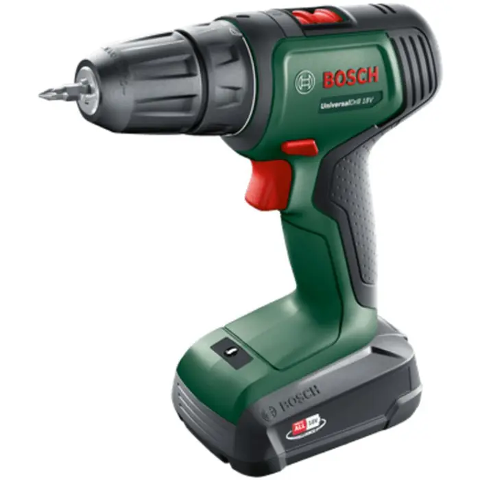 Bosch Powertools Cordless Drill/Driver UniversalDrill 18V (green/black, Li-ion battery 2.5Ah, case, POWER FOR ALL ALLIANCE)