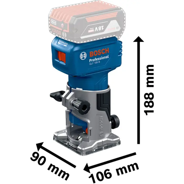 Bosch Powertools Cordless Edge Router / Laminate Cutter GLF 18V-8 Professional solo, 18Volt (blue/black, without battery and charger)