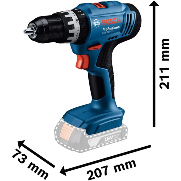 Bosch Powertools cordless impact drill GSB 18V-25 Professional solo, 18 volts (blue/black, without battery and charger, in L-BOXX)