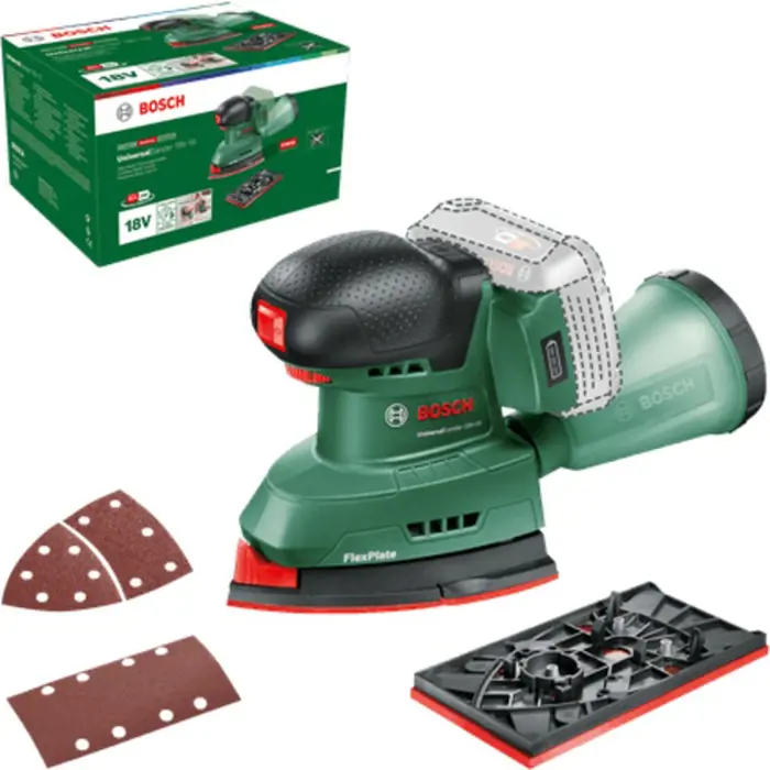 Bosch Powertools cordless multi-sander UniversalSander 18V-10 (green, without battery and charger, POWER FOR ALL ALLIANCE)