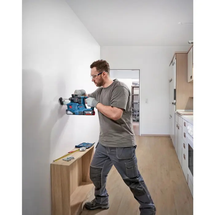 Bosch Powertools Cordless rotary hammer GBH 18V-22 Professional solo, 18Volt, with GDE 18V-12 (blue/black, without battery and charger, in L-BOXX 238)