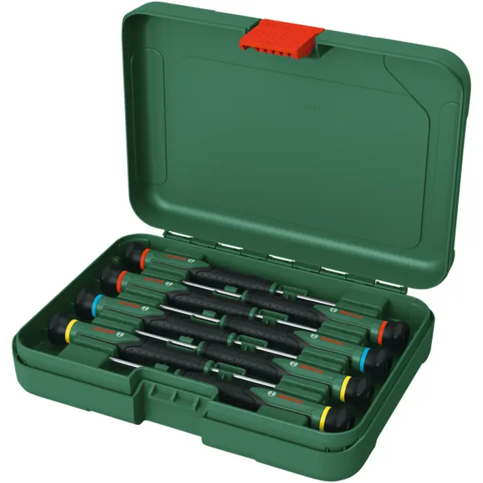 Bosch Powertools precision screwdriver set, 8 pieces (green/black, slotted, hexagonal and cross-head)