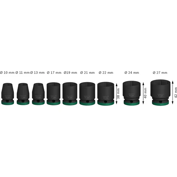 Bosch Powertools PRO Impact socket set 1/2"", 9-piece (black, standard)