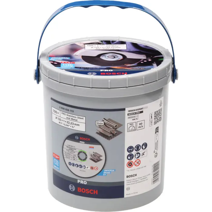 Bosch Powertools PRO Stainless Steel and Metal, Ø 125 mm, 100 pieces in a bucket (bore 22.23 mm, WA 60 T BF)