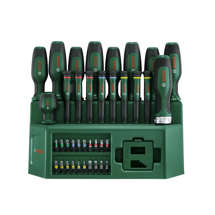 Bosch Powertools Screwdriver Set Mixed, 39-piece (green/black, with practical stand)