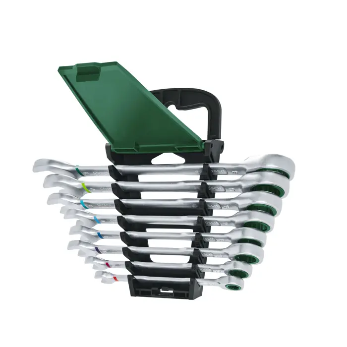 Bosch Powertools wrench with ratchet set, 8 pieces (green/black)
