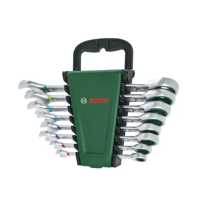 Bosch Powertools wrench with ratchet set, 8 pieces (green/black)
