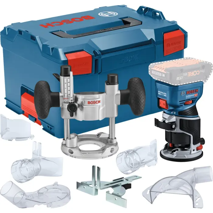 Bosch Professional cordless edge router GKF 18V-8 Professional solo + plunge unit, router blue/black, without battery and charger, in L-BOXX