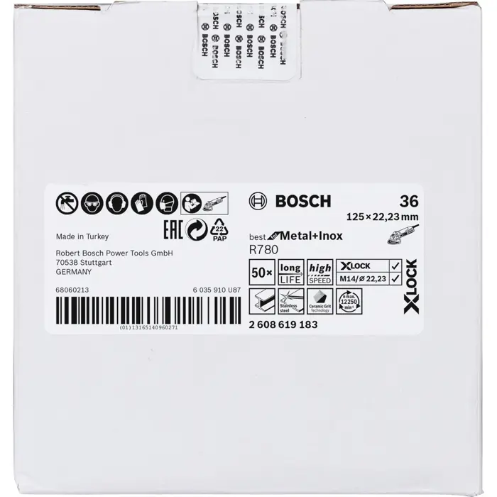 Bosch X-LOCK fiber disc R780 Best for Metal and Inox, 125mm, grinding disc (O 125mm, K 36)