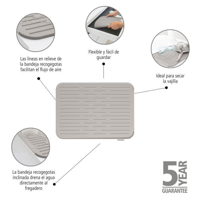 Brabantia silicone dish drying mat gray 230042