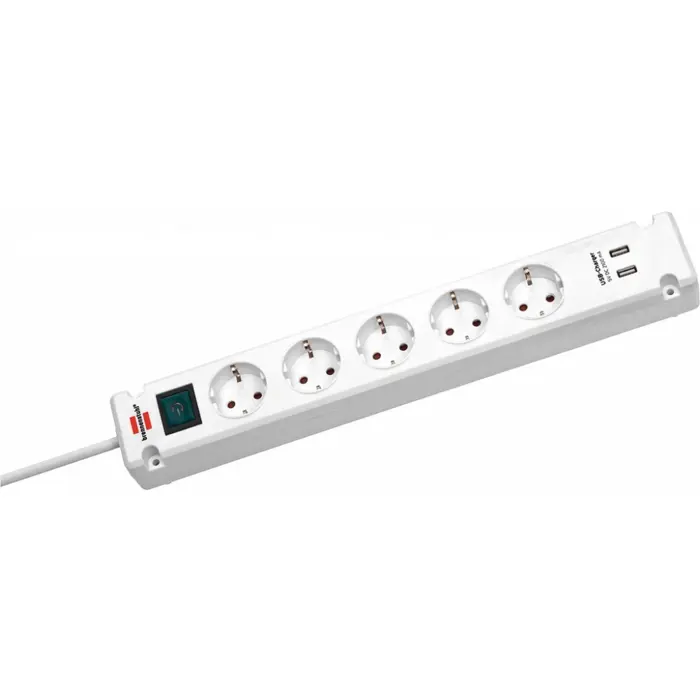 Brennenstuhl Bremounta 5-way, power strip (white, 2x USB)