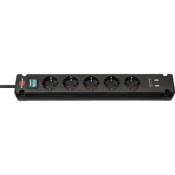 Brennenstuhl Bremounta power strip 5-way (black, 3 meters, 2x USB-A)