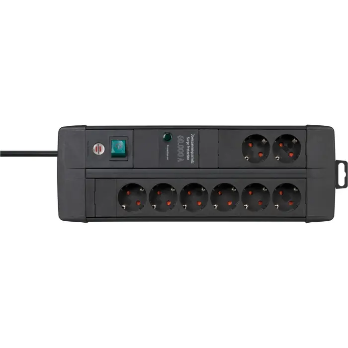 Brennenstuhl Premium-Line 8-way power strip Duo black, 3 meters, 60,000A surge protection