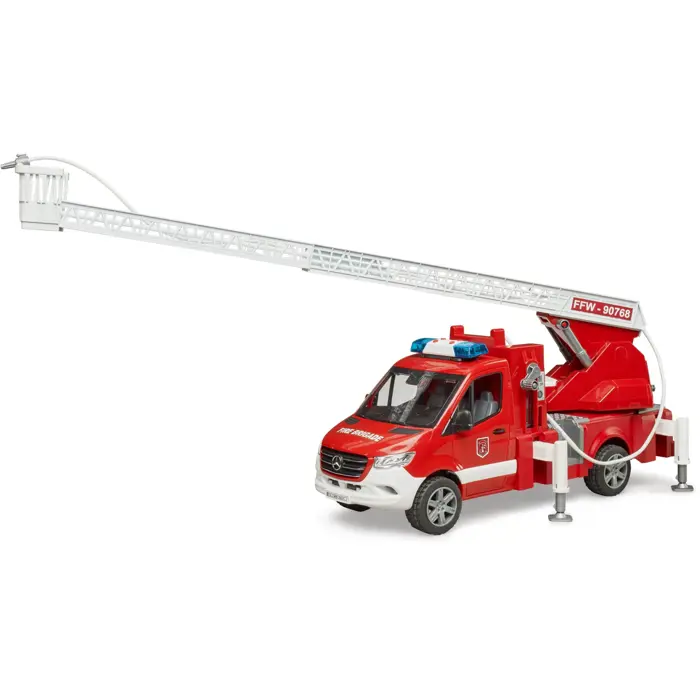 bruder MB Sprinter fire brigade with light & sound module, model vehicle (red/white, turntable ladder, pump)
