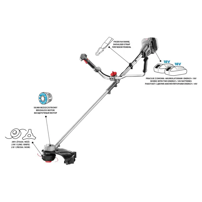 Brushless Cordless Scythe 350 mm Graphite ENERGY+ 36V without battery
