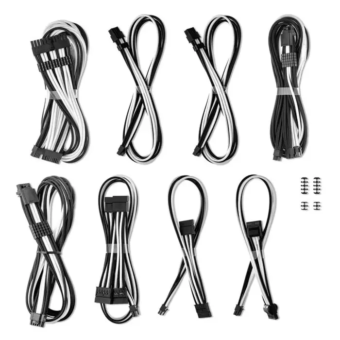 CableMod C-Series Pro ModMesh Sleeved 12V-2x6 12VHPWR Dual StealthSense Cable Kit for Corsair RMi, RMx (Black Label) - black/white-CM-PCSR-16X2KIT-NKKW-R-SS