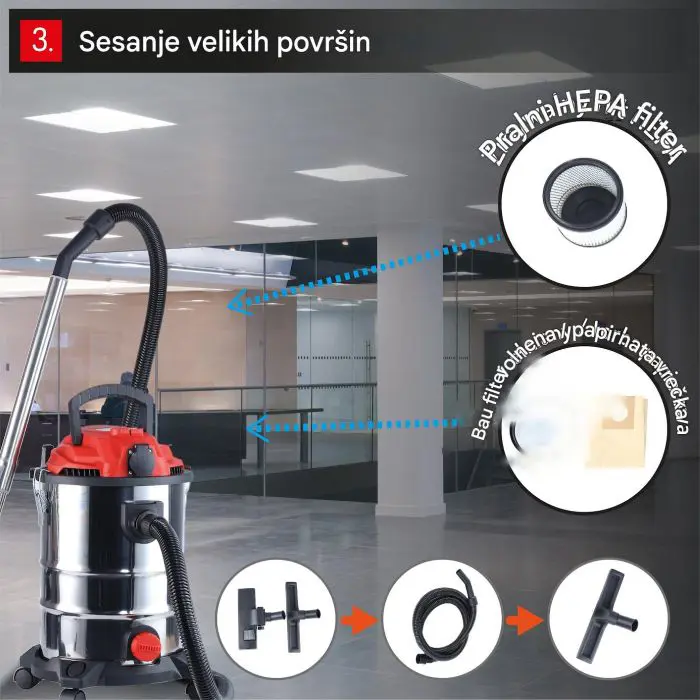 CAMMA Professional Industrial Vacuum Cleaner with CR7045 Socket