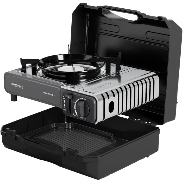 Campingaz Camp'Bistro 3 gas stove with grill plate, silver/grey, 2.2kW single burner stove, model 2025