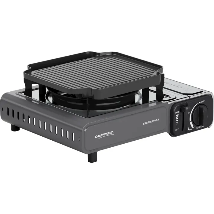 Campingaz Camp'Bistro 3 gas stove with grill plate, silver/grey, 2.2kW single burner stove, model 2025