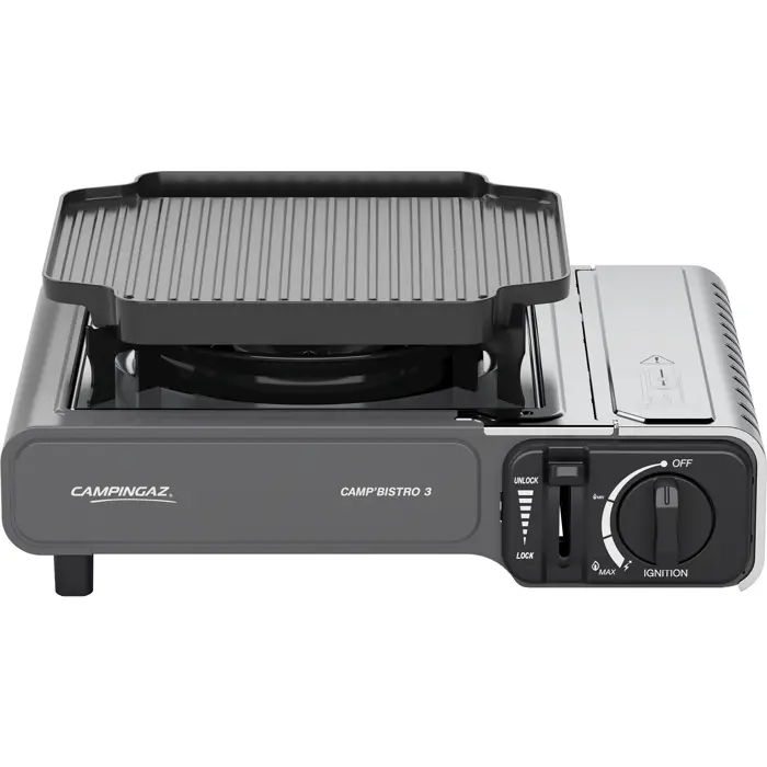 Campingaz Camp'Bistro 3 gas stove with grill plate, silver/grey, 2.2kW single burner stove, model 2025