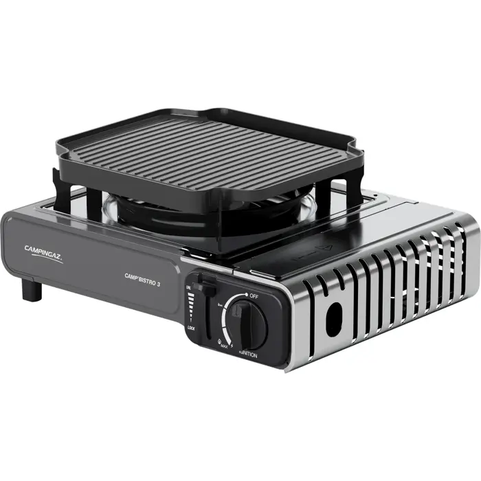 Campingaz Camp'Bistro 3 gas stove with grill plate, silver/grey, 2.2kW single burner stove, model 2025