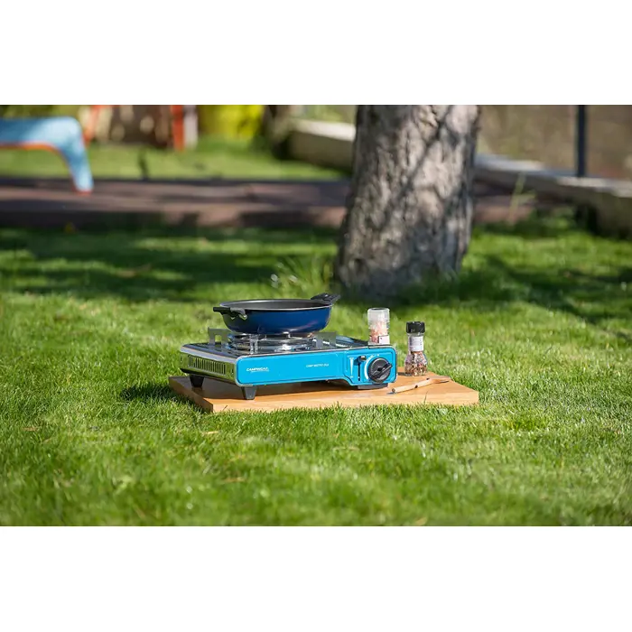Campingaz Gas cooker CampBistro DLX (silver/blue, one-flame cooker)