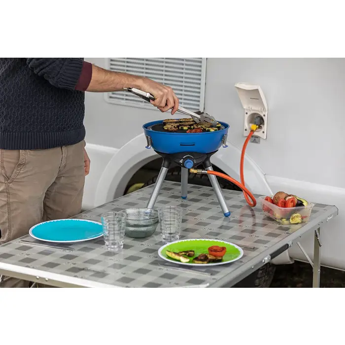 Campingaz Party Grill 400 Caravan Connect gas cooker, gas grill (black/blue, 30mbar, with caravan connection, model 2023)