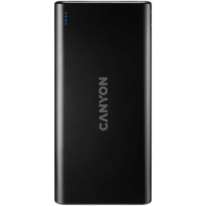CANYON PB-106 Power bank 10000mAh Li-poly battery, Input 5V/2A, Output 5V/2.1A(Max), USB cable length 0.3m, 140*68*16mm, 0.24Kg, Black