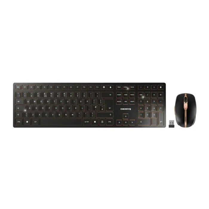 Cherry DW-9100 Slim bežična/BT tipkovnica + miš, AES-128 enkripcija, crna