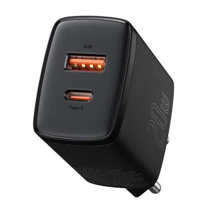 Kućni Punjač BASEUS Quick Charger, 20W, 1x USB-A, 1x USB-C, Black, CCXJ-B01