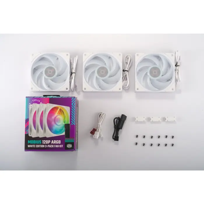 Cooler Master Mobius 120P ARGB 120x120x25, case fan (white, 3-pack)
