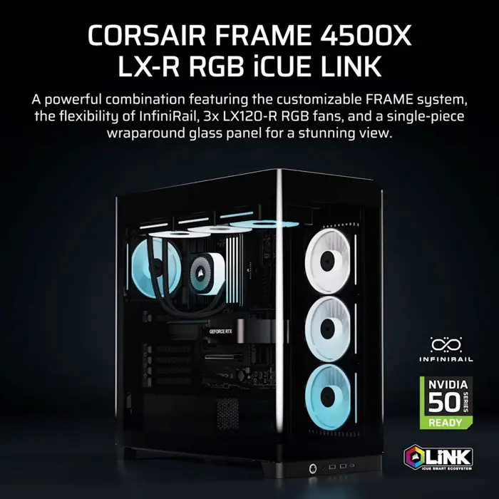 Corsair 4500X LX-R RGB Tempered Glass Mid-Tower, Black Midi Tower