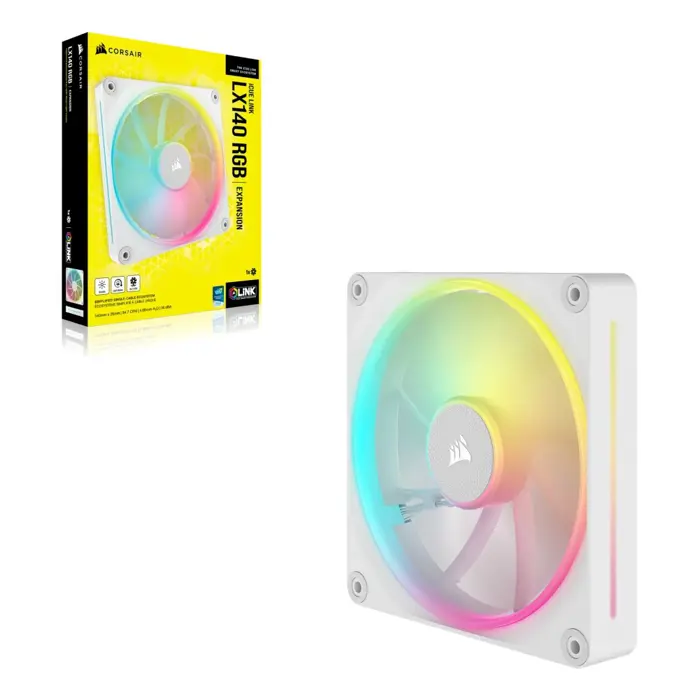 CORSAIR LĂĽfter 140*140*25 LX140 RGB iCUE Link White Single